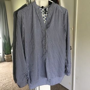 MNG Suit by Mango Blue and White Pinstripe Blouse